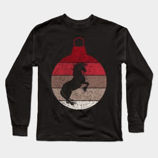 Unicorn Faux Christmas Decoration Retro Vintage Holiday Design Long Sleeve T-Shirt